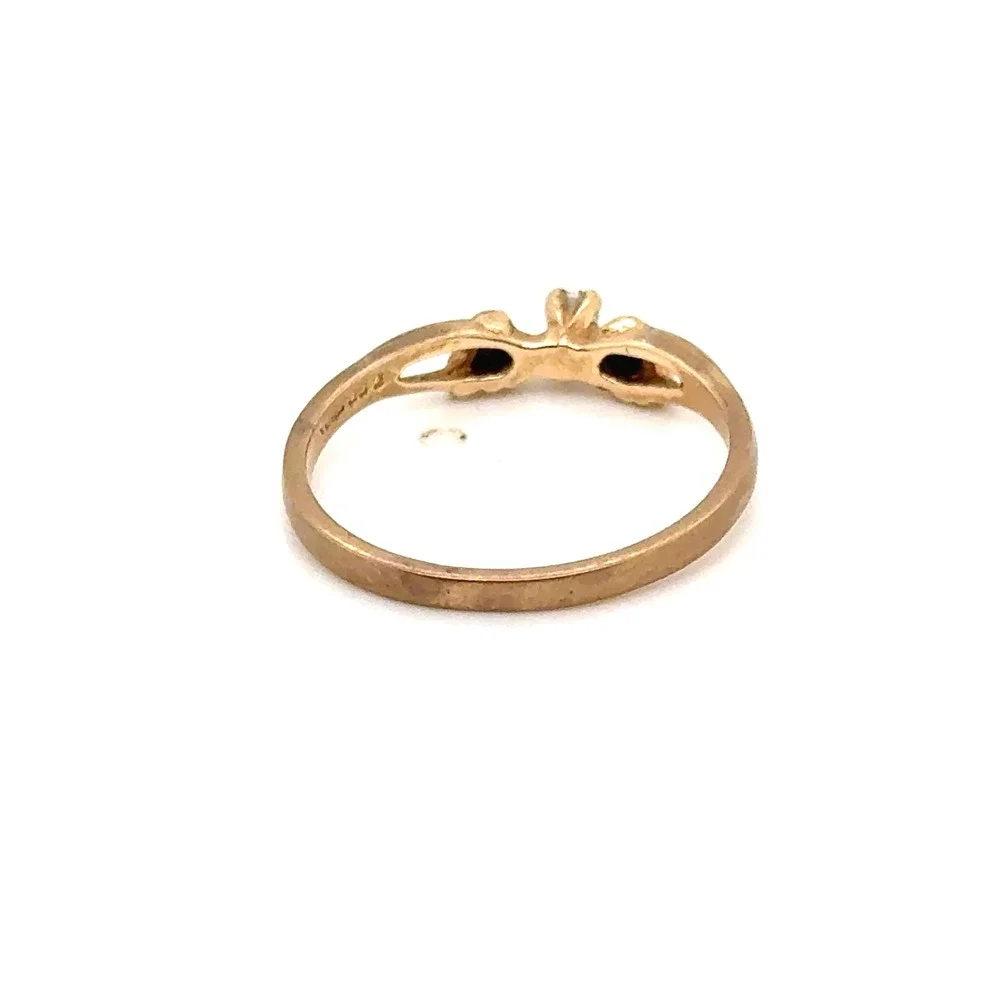 Black Hills Gold 10k Tri-Color Leaf Diamond Ring Size 7 Dainty Jewelry